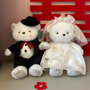 压床娃娃一对结婚高档可爱婚纱抱抱熊毛绒玩具，情侣泰迪熊玩偶