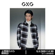 GXG男装 商场同款黑白格长袖翻领衬衫 2023年冬季GEX10327574