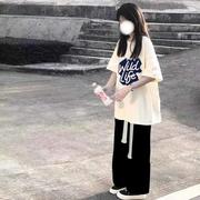 夏季韩版16少女纯棉短袖13初中学生14岁女孩休闲两件套装一套衣服