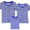 男女童纯棉宝蓝色条纹亲子短袖T恤衫六一幼儿园演出海军半袖打底6