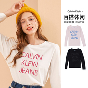 Calvin Klein/凯文克莱CK jeans女装T恤休闲印花圆领长袖集货