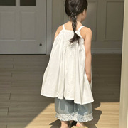 2024夏季童装 韩版童装 女童蕾丝吊带棉布裙 夏款连衣裙 童裙