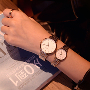 超薄时尚韩版简约情侣手表对表 防水钢带男表女表 蓝宝石石英表