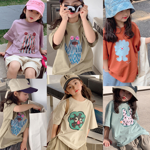 女童短袖t恤童装2024夏装，儿童夏季纯棉，衣服大童洋气时髦上衣