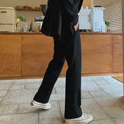 夏季垂坠设计感宽松直筒黑色休闲西裤男长裤正装高级感休闲裤