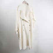薄款风衣男夏季中长款潮流韩版帅气双排扣白色，丝麻日系复古外套