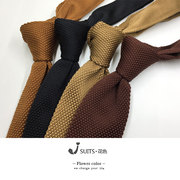 黑色平头针织领带 6公分潮男休闲领带 上班青年男士学生窄版领带