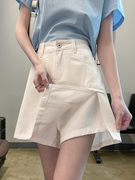 白色牛仔短裙女裙裤，夏季薄款2024高腰a字短裤裙包臀半身裙子