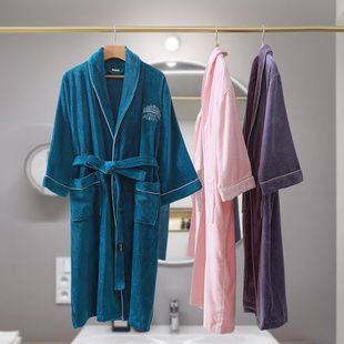 酒店浴袍男女可穿长款纯棉，吸水速干情侣睡袍，冬季加厚毛巾料家居服