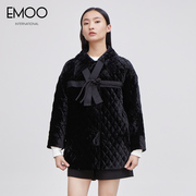 EMOO杨门2023冬装女装金丝绒宽松棉衣保暖加厚中式盘扣外套女
