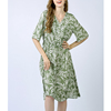 夏装大码女装高端好棉绸，v领绿色，a字长裙连衣裙2023年人造绵绸