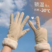 触屏手套女冬季2023防风，保暖防寒加绒加厚女可爱冬季手套冬天