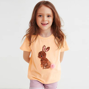 女童桔色T恤汗衫宝宝圆领短袖儿童纯棉夏装婴儿半袖小童兔子上衣5