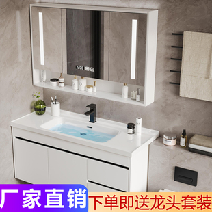 轻奢欧式浴室柜组合卫生间洗手盆实木，现代简约智能，镜柜一体盆洗漱