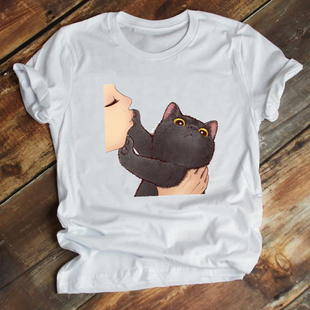 nokissmecatt-shirt搞笑猫咪，印花男女短袖，t恤学生百搭体恤