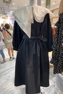 韩国东大门2024春季连衣裙，女大翻领时髦系带，收腰长款风衣外套