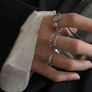 s925纯银设计戒指女小众，不规则微镶玛瑙，花蕾藤枝开口戒指个性时尚