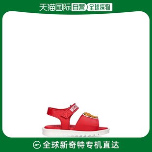 香港直邮Moschino 女童泰迪熊贴片logo皮革凉鞋童鞋