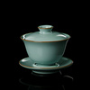 宋朴汝窑盖碗单个开片陶瓷，泡茶茶杯茶具，带盖大号不烫手三才茶碗
