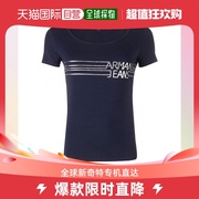 香港直邮armanijeans阿玛尼牛仔女士藏蓝色短袖t恤3y5t40-5ja