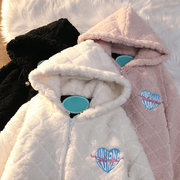 csvq菱格羊羔毛棉袄(毛棉袄)短外套小众设计感ins奶fufu连帽保暖宽松冬季