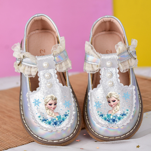 女童皮鞋洛丽塔爱莎公主鞋，真皮2024春季儿童小皮鞋，女宝宝软底