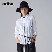 odbo欧迪比欧原创设计师，品牌时尚长袖白色，衬衫女夏百搭上衣
