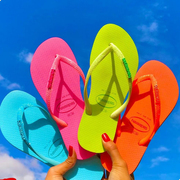 巴西havaianas亮片slim哈瓦那人字拖，女外穿防滑浴室拖鞋夹脚凉拖