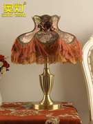 奥灯红色喜庆婚庆婚房床头台灯浪漫温馨客厅茶几装饰全铜灯具T452