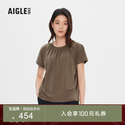 AIGLE艾高春夏AIS23WTSH003女士经典圆领套头设计户外短袖T恤