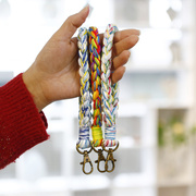 彩虹多彩色手腕带，钥匙扣外贸时尚，便携手工编织钥匙圈