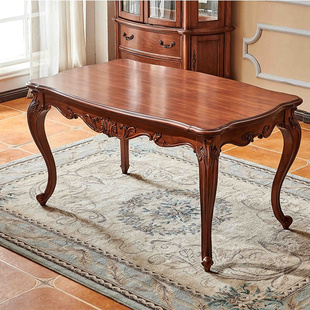 美式实木餐桌家用小户型1.5米桌欧式做旧长方形饭桌餐椅实木桌