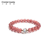 crystalc招桃花天然草莓晶手链，女生灰月光，石粉水晶手链手串礼物