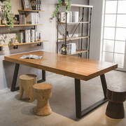 实木餐桌现代简约卧室书房，电脑桌办公桌台式写字书桌铁艺多功能桌