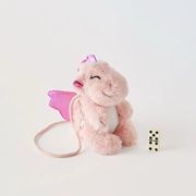 龙年款龙形状毛绒玩具儿童粉色独角兽女士单肩斜挎包糖果包小包
