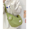 绿色帆布包女斜挎包大容量，森系休闲通勤单肩包学生书包运动饺子包