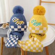 日本ZD儿童帽子围巾套装冬季男女童宝宝毛线帽加厚保暖小孩两件套