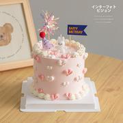 网红韩式ins小兔子蜡烛蛋糕，装饰摆件儿童，宝宝生日派对小帽子插件