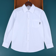男童白衬衫长袖口袋款，纯棉蓝色衬衣儿童装春秋，班服中大童学生校服