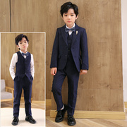 儿童西装春秋韩版条纹西服三件套男童主持人正装演出礼服套装