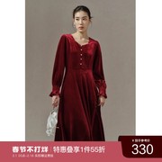 大码女装丝绒氛围，感连衣裙秋冬微胖mm优雅气质长裙精致约会裙