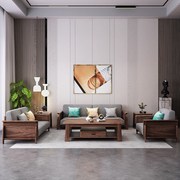 新中式实木沙发组合客厅轻奢乌金木现代中式古典禅意布艺沙发家具