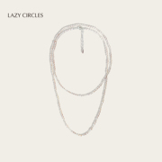 lazycircles彩虹珍珠项链，天然淡水珍珠项链多层链