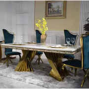 轻奢餐桌椅组合家用小户型，长方形大理石餐桌，简约创意吃饭餐桌