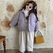 2023冬季女童夹棉外套洋气时髦中小童韩版冬装羊羔绒加厚棉服
