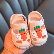 儿童拖鞋夏男童(夏男童，)女童婴幼儿小童洞洞鞋，防滑软底室内包头宝宝凉拖鞋