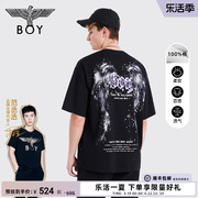 烟花boylondon潮牌短袖春夏，烫钻翅膀印花时尚，宽松t恤n01005