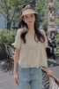 泡泡袖上衣短袖衬衫女薄款夏季2024韩版小个子刺绣蕾丝小衫