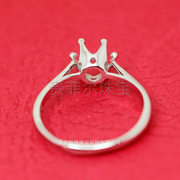 活圈 925纯银镀白金圆7mm戒指空托 适合1克拉莫桑石钻石  款