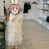 女童针织公主裙春季洋气超仙白色连衣裙生日礼服儿童网纱蛋糕裙